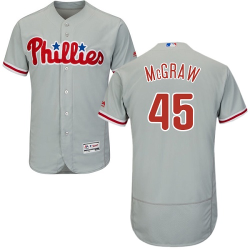 Phillies #45 Tug McGraw Grey Flexbase Authentic Collection Stitched MLB Jersey